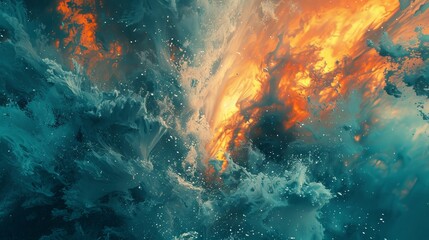 vibrant ink mixing in water creating a unique universe of textures, colors, and shapes in abstract b