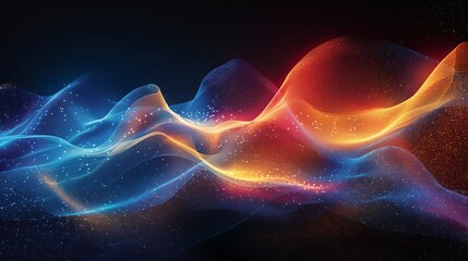 Poster - Abstract Glowing Color Wave on black background