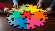 © sorin - Collaborative puzzle  symbolic business vision unites team s goals in an intricate assembly process