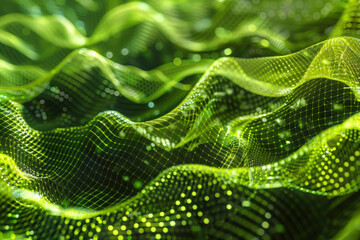 Poster - Abstract green sound wave visualizing audio data as a futuristic technological background