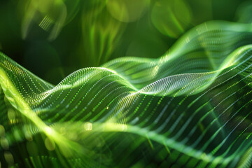 Poster - Abstract green wave pattern flowing with energy, perfect for technology or nature themed backgrounds