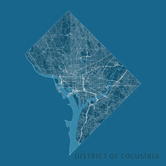 Wall Mural - District of Columbia, United States artistic blueprint map poster