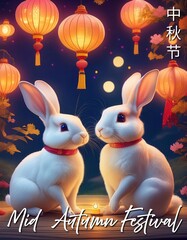 Wall Mural - Happy Mid Autumn Festival Poster Design. Chinese Holiday