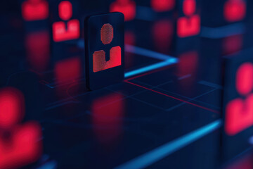 Poster - Futuristic digital human icon concept on technology background, showcasing artificial intelligence and data connectivity.