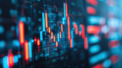 Poster - Blurred abstract financial chart with red and blue graphs. Perfect for stock market, finance, and data analysis content.