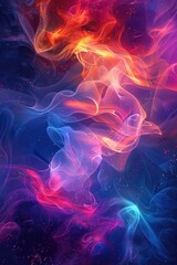 Poster - a colorful abstract background with vibrant swirls of purple, pink, orange, and blue hues, resemblin
