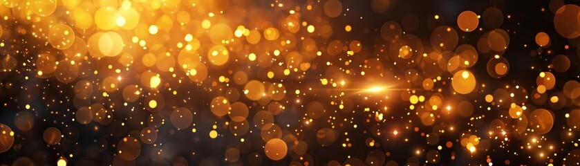 Poster - Abstract bokeh background with golden lights and sparkles, creating a festive and magical atmosphere perfect for holiday designs and celebrations.