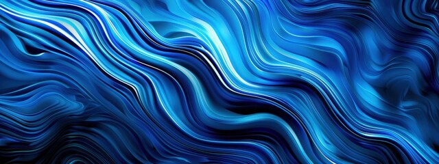 Poster - A blue wave with white dots. The blue color is very bright and the white dots are scattered throughout the wave. The image has a calming and serene mood, as if it were a peaceful ocean scene