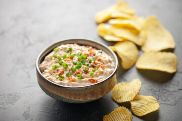 Wall Mural - Homemade French Onion Dip with Chips