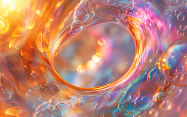 Wall Mural - Colorful abstract background with swirling light effects and floating bubbles, creating a dreamy and mesmerizing visual effect.