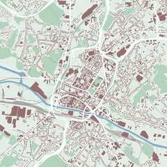 Wall Mural - Charleroi map, Belgium. City map, streetmap with buildings and roads, parks and rivers.