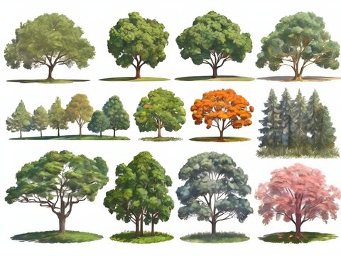 There are many different types of trees that are painted generative ai