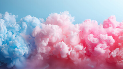Wall Mural - Colorful pastel clouds of smoke blend seamlessly against a gradient background, creating a dreamy and ethereal atmosphere perfect for artistic designs.