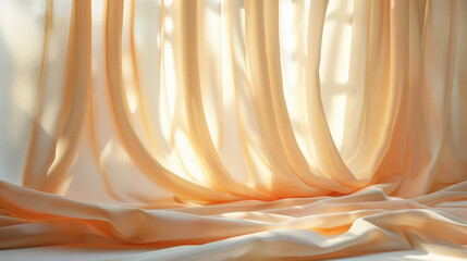 Poster - 3D soft fabric draping with gentle shadows, product 3D background, cozy and inviting