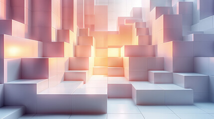 Poster - 3D minimalist blocks with soft lighting