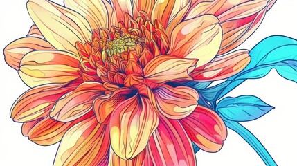 A cute cartoon Style ofA detailed macro shot of a blooming flower with vibrant colors and intricate details