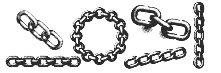 chain halftone y2k 90s retro grunge grain effect and stippling vector dots textured realistic illust