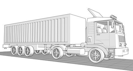 Wall Mural - truck sketch symbol 3d illustration