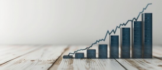 Poster - Bar graph showing a dramatic rise in stock values against a pristine white surface, indicating strong market performance.