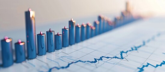 Poster - Bar graph showing a dramatic rise in stock values against a pristine white surface, indicating strong market performance.