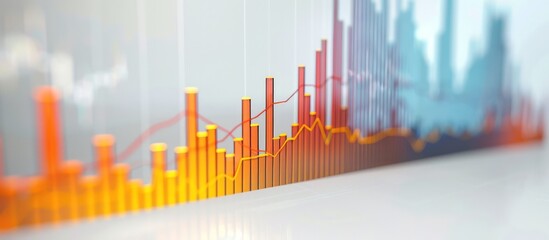 Poster - Bar graph showing a dramatic rise in stock values against a pristine white surface, indicating strong market performance.