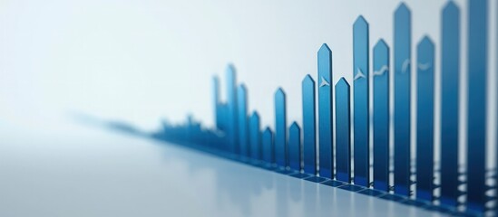 Poster - Bar graph showing a dramatic rise in stock values against a pristine white surface, indicating strong market performance.