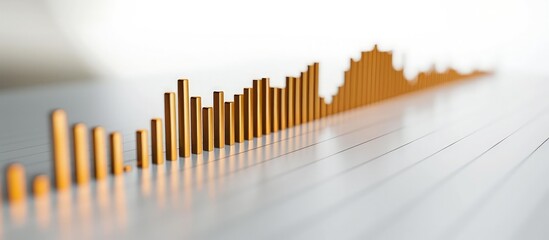 Poster - Bar graph showing a dramatic rise in stock values against a pristine white surface, indicating strong market performance.