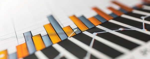 Poster - Bar graph with a dramatic rise in stock prices on a clean white background, highlighting significant market growth.