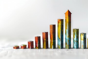 Poster - Bar graph with a sharp increase in stock prices set against a clean white background, highlighting significant market growth.