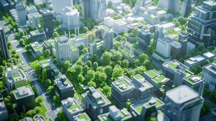 Generate a photo realistic image of urban green energy networks distributing renewable energy across the city; ensure the image is of high resolution for clear and detailed quality