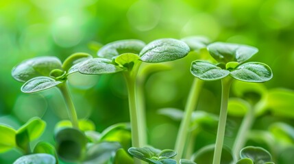 Wall Mural - Vibrant green seedlings growing in natural light