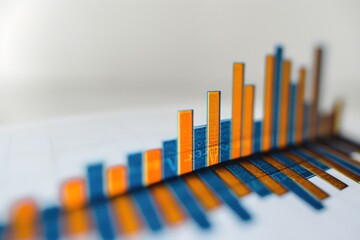 Poster - Bar graph with a sharp rise in stock prices set against a minimal white surface.
