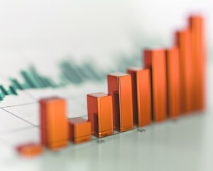 Poster - Bar graph with a sharp rise in stock values set against a clear white surface, indicating a market boom.