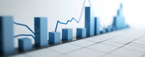 Poster - Bar graph with a steep rise in stock prices on a clean white background, indicating strong market performance.