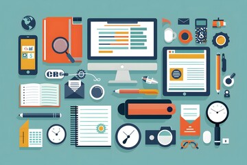 Poster - Flat Design Illustration of Office Supplies