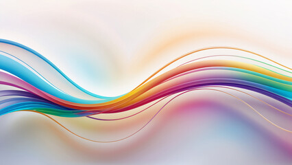Wall Mural - waves of multicolored flowing lines on the white background.
