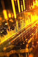 Poster - Bright yellow sleek, modern financial graph with futuristic elements.