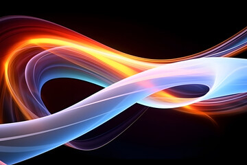 Poster - Abstract Flowing Colorful Streams Isolated on Black Background.