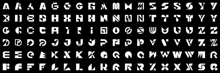 Poster - Abstract logos collection with letters. Geometrical abstract logos. Icon design	