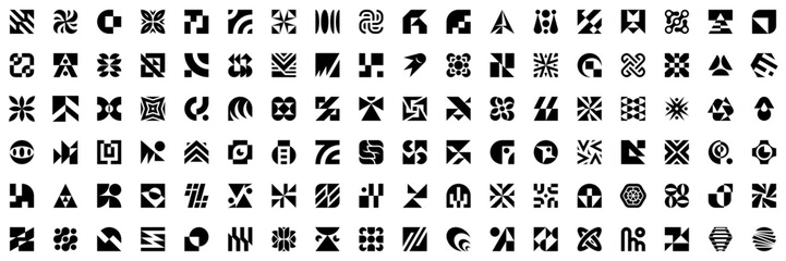 Poster - Abstract logos collection. Geometrical abstract logos. Icon design	
