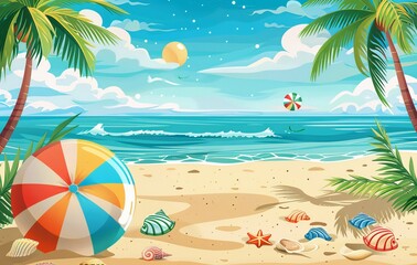 Summer background illustration design for summer sale or promotion