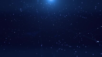 Leinwandbilder - Digital polygon geometric pattern fly through on empty copy space. Data network structure flowing simulation 4K motion background