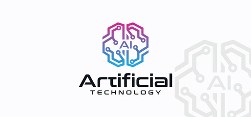 artificial intelligence logo, artificial intelligence technology brain logo, future technology.