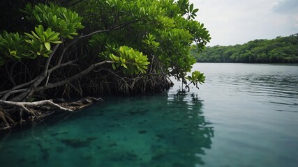 Wall Mural - cinematic view of a mangrove island photography for ba background