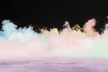 photo of a simple pastel dry ice fog border on stage, png, isolated on black background