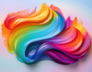 Aufkleber -  Abstract Color Brush Stroke- A vibrant, swirling brush stroke design with colorful ribbons _1(13)