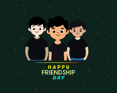 International Friendship Day card, poster with boys. Vector