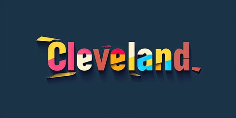 Canvas Print - Colorful Typography Design of Cleveland Name