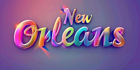 Wall Mural - Colorful Typography of New Orleans in Vibrant Style