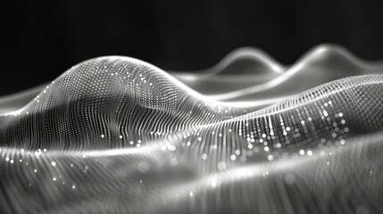 Poster - A depiction of futuristic digital waves with glowing data points symbolizing technology and innovation